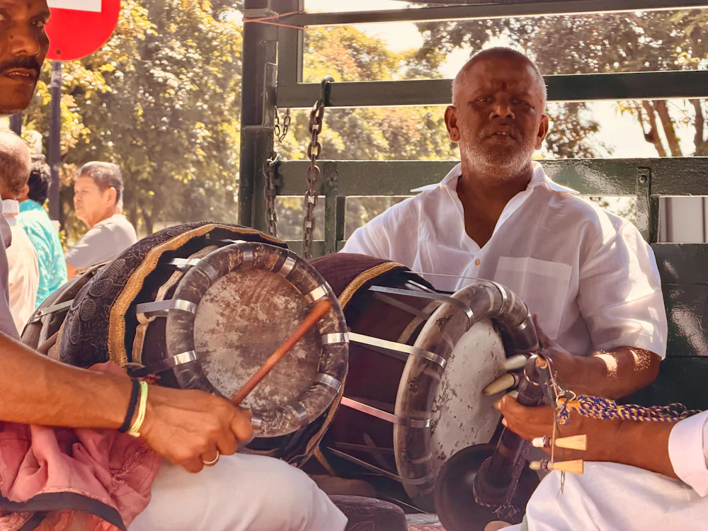 Musicians playing traditional Indian drums